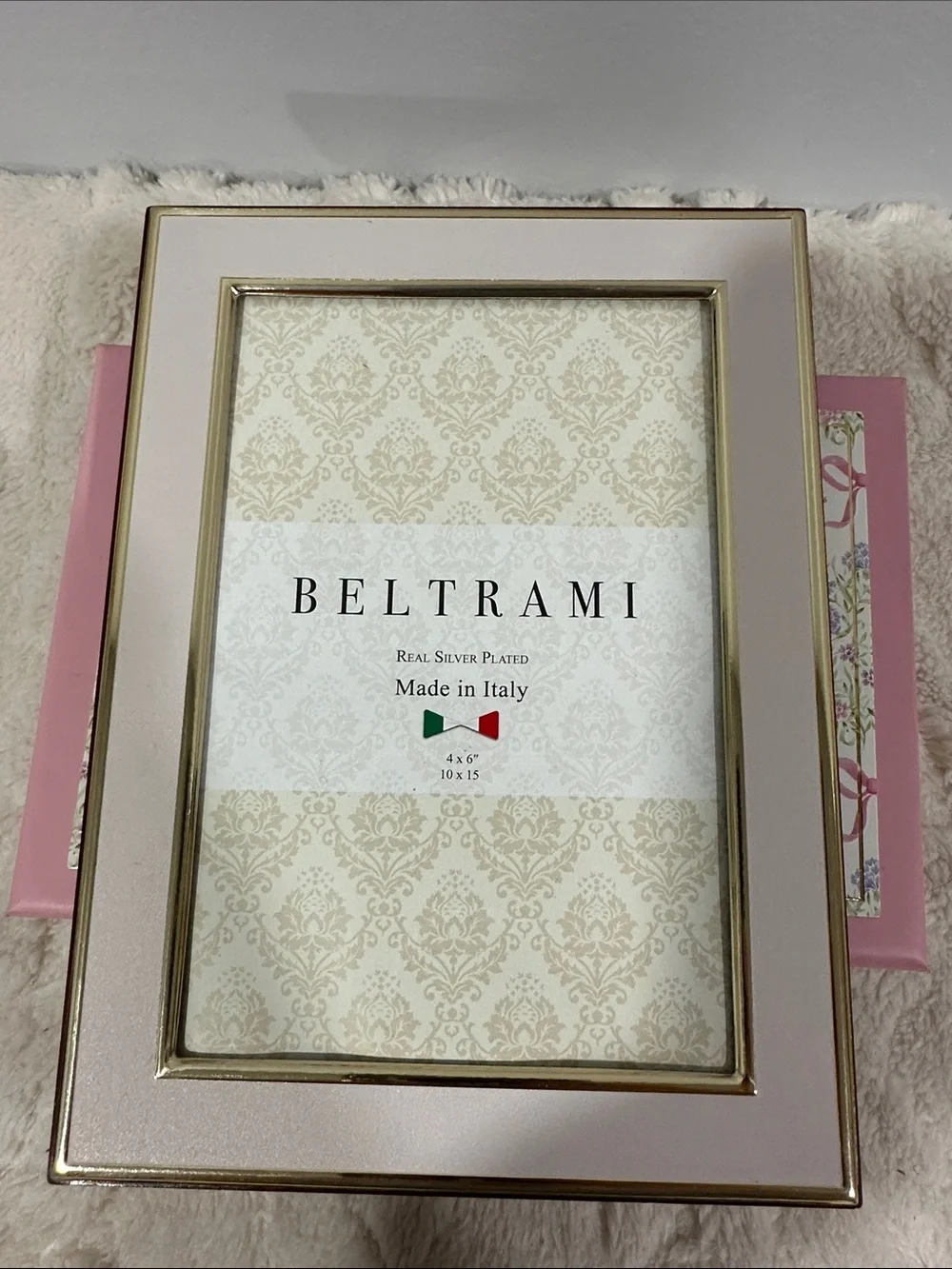 BELTRAMI Blush Pink Gold Tone Real Silver Prated Elegant 4 x 6 Picture Frame